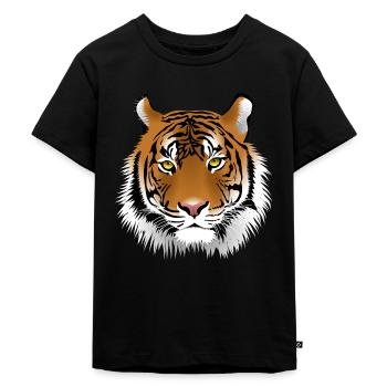 Tiger Geschenk für Kinder auf dem TShirt - Kinder Premium Bio T-Shirt - Schwarz - Vorne - Mikhail (115cm)