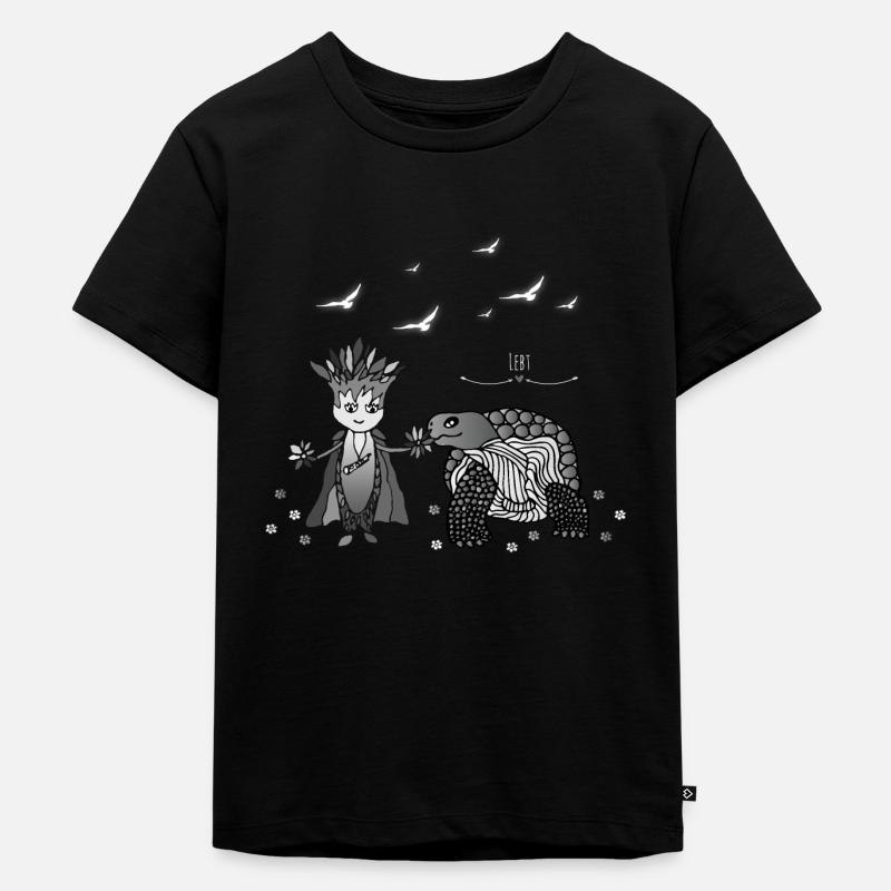 Ille liebt Schildkröten - Kinder Premium Bio T-Shirt - Schwarz