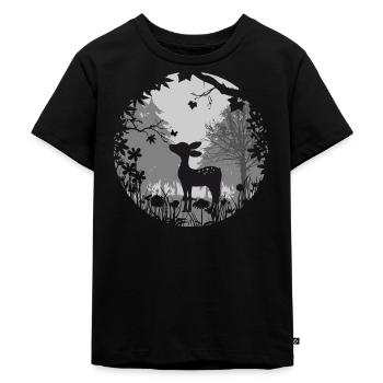 Fawn with butterfly - Kids Premium Organic T-Shirt - black - Front - Mikhail (115cm)