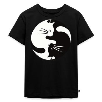 2 Katzen schmusen ,ying yang - Kinder Premium Bio T-Shirt - Schwarz - Vorne - Mikhail (115cm)