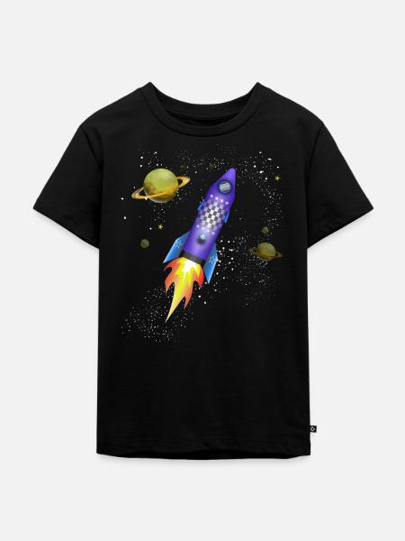 Rakete im Weltall - Kinder Premium Bio T-Shirt - Schwarz