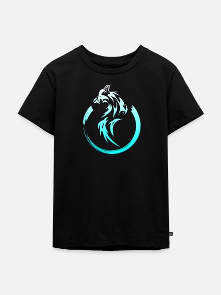 Wolf - Kinder Premium Bio T-Shirt - Schwarz