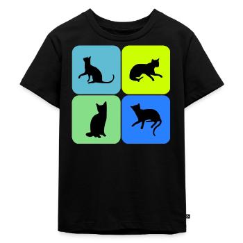 Katt katt katt katt katt katt katt, gåva - Ekologisk premium-T-shirt barn - svart - Fram - Mikhail (115cm)