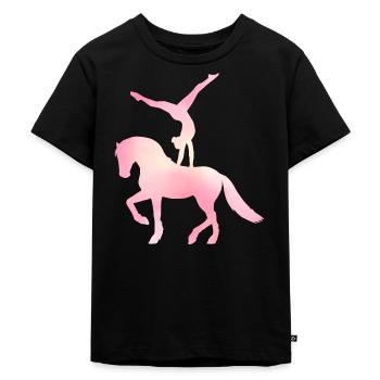 Voltigieren Sport - Turnen und Pferd - Kinder Premium Bio T-Shirt - Schwarz - Vorne - Mikhail (115cm)