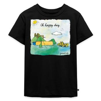 Janosch Günter Kastenfrosch & Tigerente Happy Day - Kinder Premium Bio T-Shirt - Schwarz - Vorne - Mikhail (115cm)