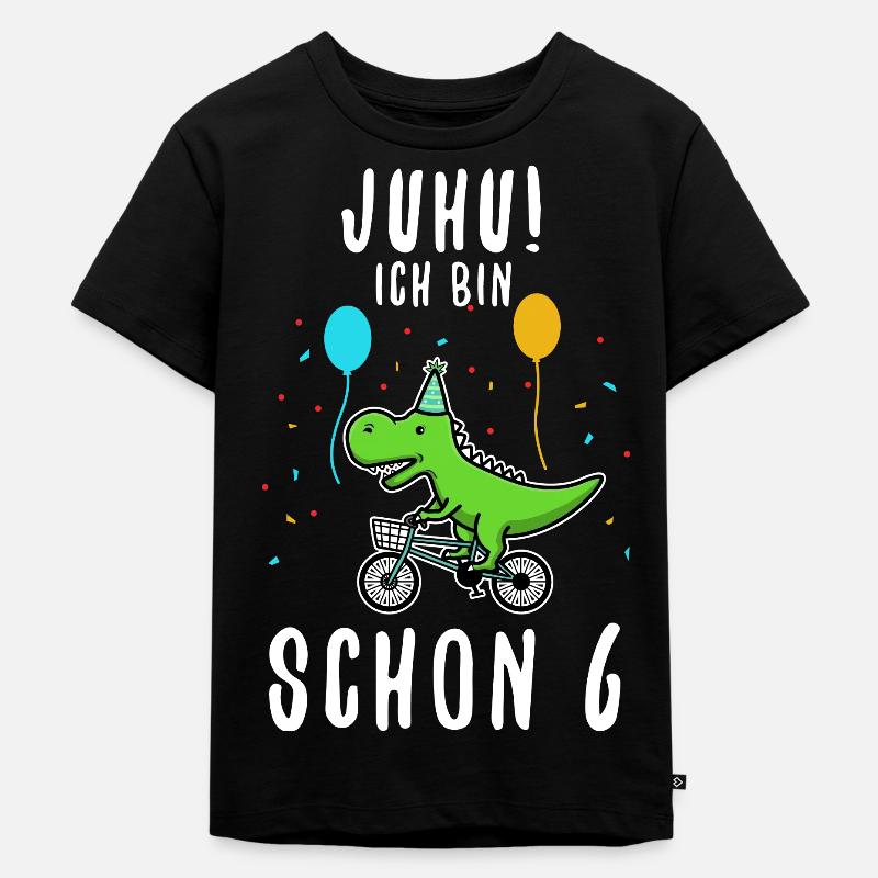 Ich bin schon 6 Dino - Kinder Premium Bio T-Shirt - Schwarz