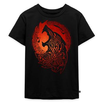 Fenrir Wolf - Celtic - Fenris - Kinder Premium Bio T-Shirt - Schwarz - Vorne - Mikhail (115cm)