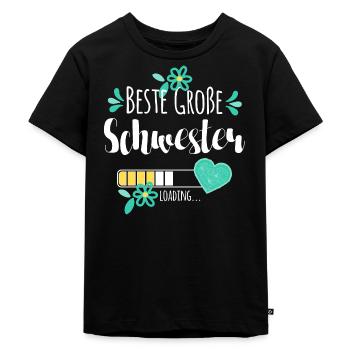 Beste Große Schwester Loading - Kinder Premium Bio T-Shirt - Schwarz - Vorne - Mikhail (115cm)