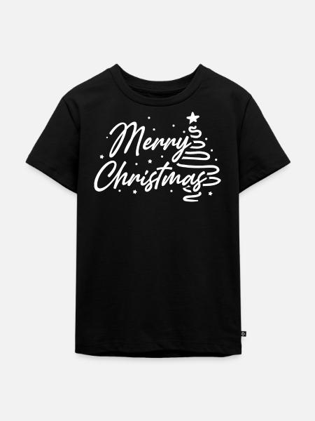 Joyeux Noël script arbre - T-shirt Premium bio Enfant - noir
