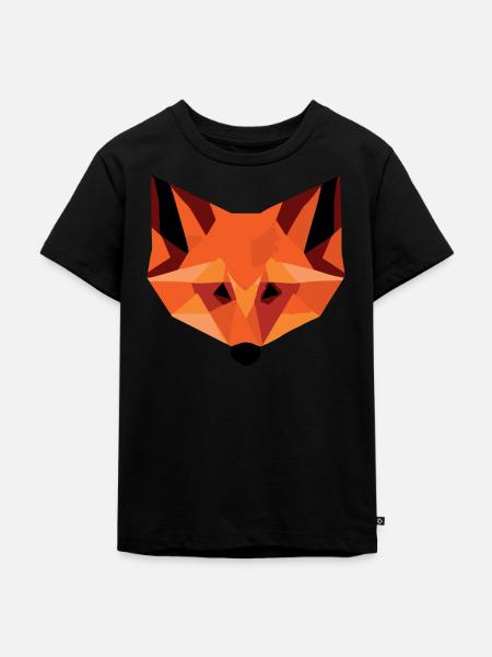 Geometrischer Fuchskopf | Modernes Low-Poly-Tier - Kinder Premium Bio T-Shirt - Schwarz