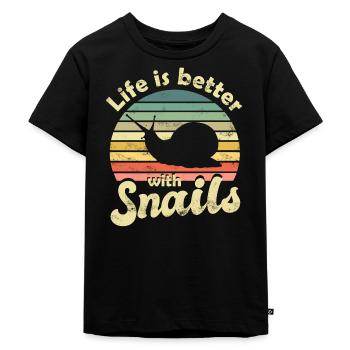 Schnecke Schnecken - Kinder Premium Bio T-Shirt - Schwarz - Vorne - Mikhail (115cm)