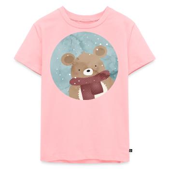 Ours doré sucré en hiver quand il neige - T-shirt Premium bio Enfant - rose - Devant - AI Model Kid Female (0cm)