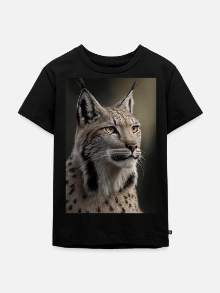 Luchs Wildkatze - Kinder Premium Bio T-Shirt - Schwarz