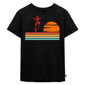 Skateboarding Cool Skater Boy Sonnenuntergang - Kinder Premium Bio T-Shirt - Schwarz - Vorne - Mikhail (115cm)