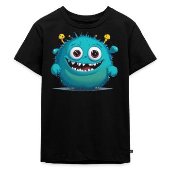 kleines blaues Monster - Kinder Premium Bio T-Shirt - Schwarz - Vorne - Mikhail (115cm)