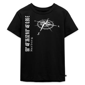 Koordinaten Marburg - Kinder Premium Bio T-Shirt - Schwarz - Vorne - Mikhail (115cm)