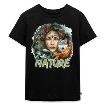 Natur Wolf Eule Schildkröte Frau für - Kinder Premium Bio T-Shirt - Schwarz - Vorne - Mikhail (115cm)
