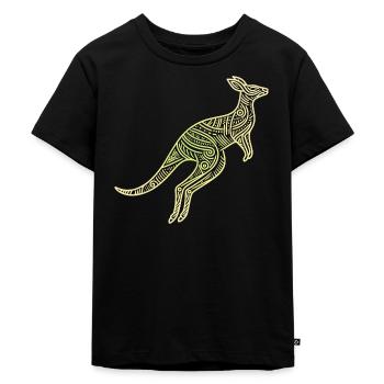 Känguru Aborigine Motive, Stamm - Kinder Premium Bio T-Shirt - Schwarz - Vorne - Mikhail (115cm)