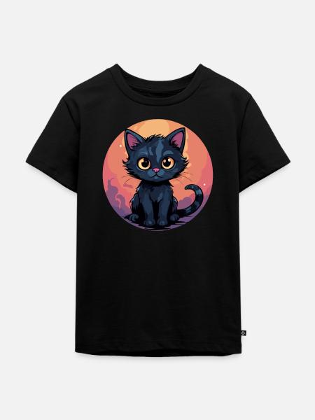 Mondscheinkätzchen im Sonnenkreis - Kinder Premium Bio T-Shirt - Schwarz
