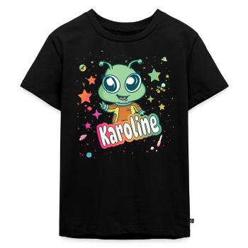 KAROLINE - Beau nom de fille avec extraterrestre mignon - T-shirt Premium bio Enfant - noir - Devant - Mikhail (115cm)