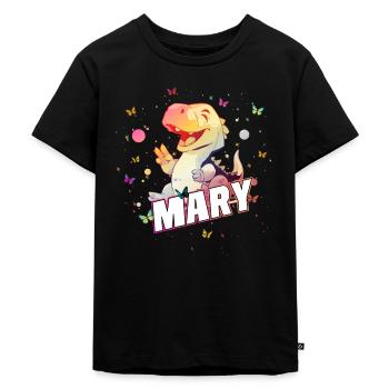MARY - Beautiful GIRL name with cute DINO - Kids Premium Organic T-Shirt - black - Front - Mikhail (115cm)