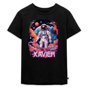 XAVIER - Beau prénom de garçon avec astronaute cool - T-shirt Premium bio Enfant - noir - Devant - Mikhail (115cm)