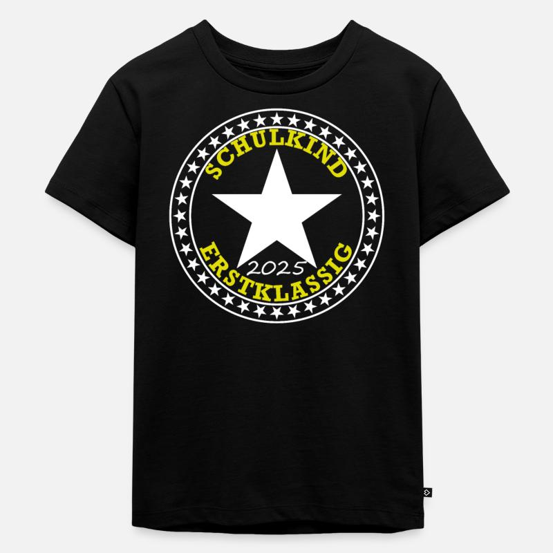 Schulkind erstklassig 2025 - Kinder Premium Bio T-Shirt - Schwarz