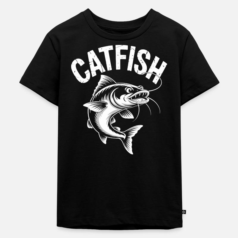 Conception de pêche d’aventure au poisson-chat - T-shirt Premium bio Enfant - noir
