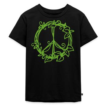 Conception de symbole de paix inspirée de la nature - T-shirt Premium bio Enfant - noir - Devant - Mikhail (115cm)
