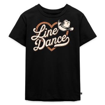 Linedance Herz mit Cowboyhut Design - Kinder Premium Bio T-Shirt - Schwarz - Vorne - Mikhail (115cm)