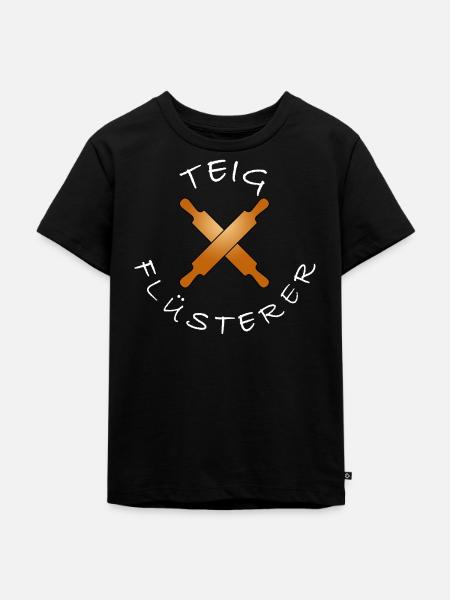 Lustiger Bäcker Spruch backen Teigflüsterer - Kinder Premium Bio T-Shirt - Schwarz