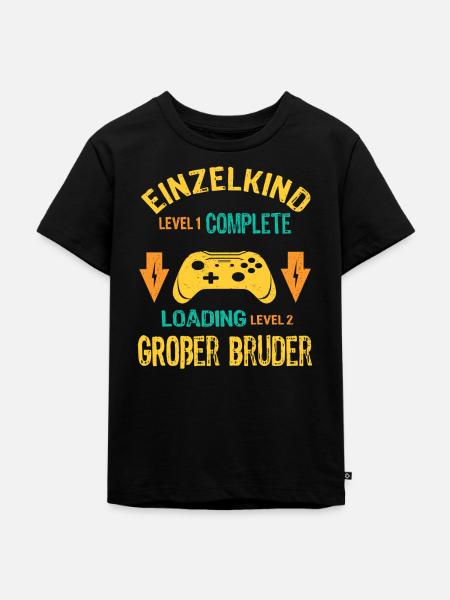 Einzelkind Complete - Loading Großer Bruder 2026 - Kinder Premium Bio T-Shirt - Schwarz