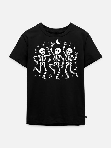 Mondschein-Skelett-Tanz - Kinder Premium Bio T-Shirt - Schwarz