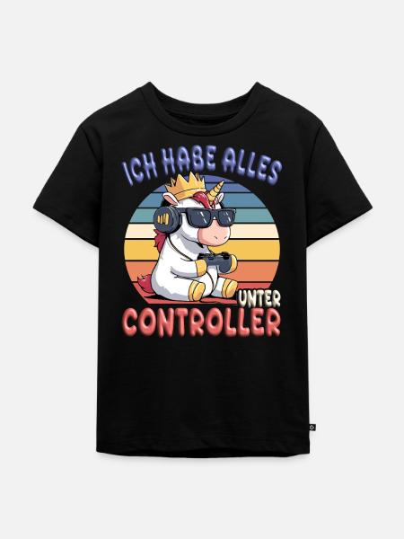 der könig will zocken - Kinder Premium Bio T-Shirt - Schwarz
