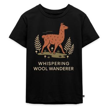 Cottagecore Lama Ästhetisches Süßes Nutztier - Kinder Premium Bio T-Shirt - Schwarz - Vorne - Mikhail (115cm)