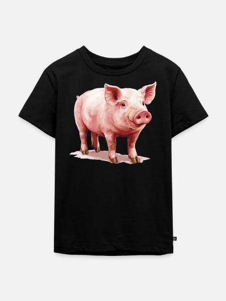 Schweine Schwein - Kinder Premium Bio T-Shirt - Schwarz