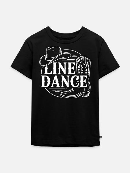 Line Dance Western Bootskizze - Kinder Premium Bio T-Shirt - Schwarz