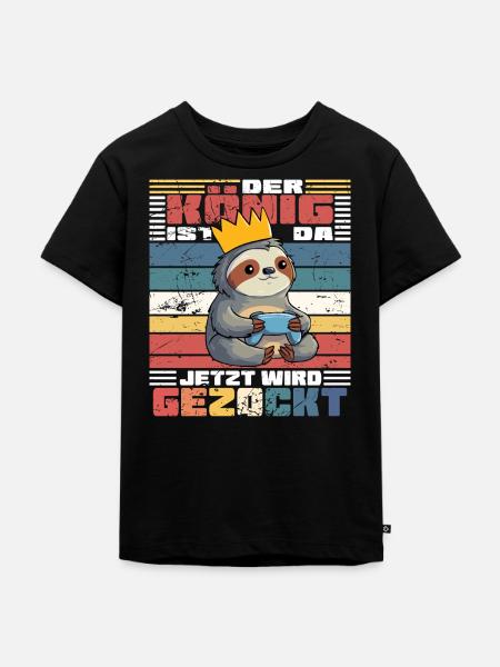 Der König am zocken - Kinder Premium Bio T-Shirt - Schwarz