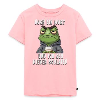Genervter Frosch Kaffee Müdigkeit - Kinder Premium Bio T-Shirt - Rosa - Vorne - AI Model Kid Female (0cm)