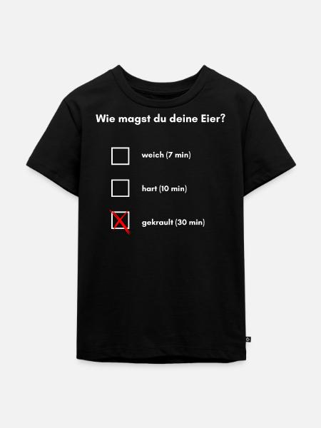 Wie magst du deine Eier? - Kinder Premium Bio T-Shirt - Schwarz