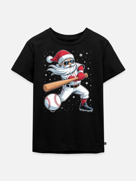 Santa Baseball Allstar - Kinder Premium Bio T-Shirt - Schwarz