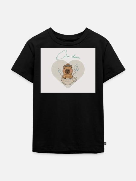 Hamster chillt in Teetasse - Kinder Premium Bio T-Shirt - Schwarz