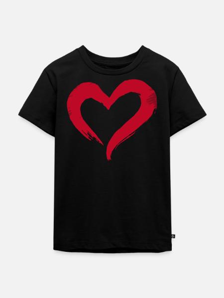 Herz - Kinder Premium Bio T-Shirt - Schwarz