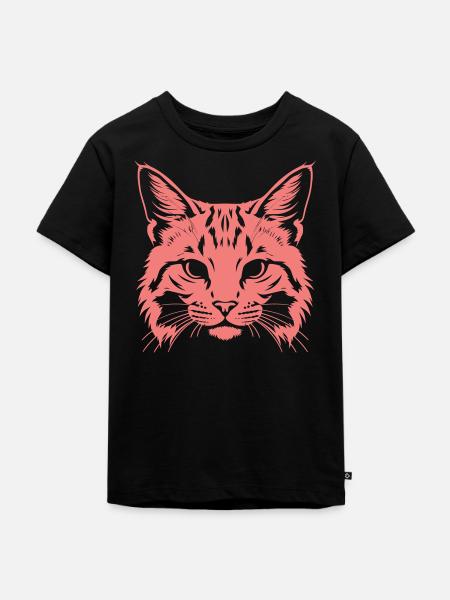 Katzenkopf Silhouette - Kinder Premium Bio T-Shirt - Schwarz