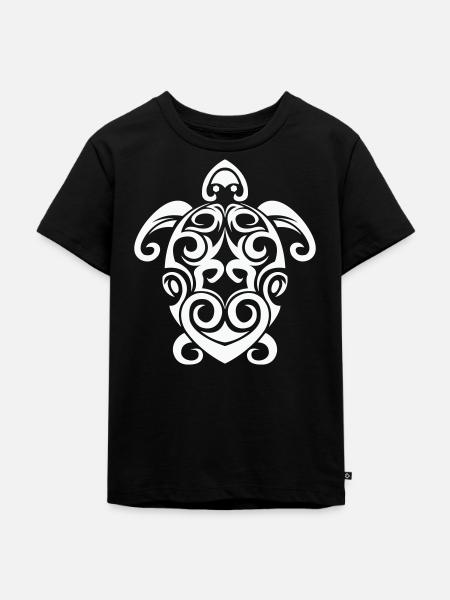 Tribal Schildkröte Spirale - Kinder Premium Bio T-Shirt - Schwarz