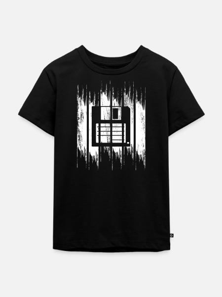 Diskette Zeichnung - Kinder Premium Bio T-Shirt - Schwarz