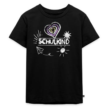 Schulkind 2026 Mädchen Herz Sonne rosa Schulanfang - Kinder Premium Bio T-Shirt - Schwarz - Vorne - Mikhail (115cm)