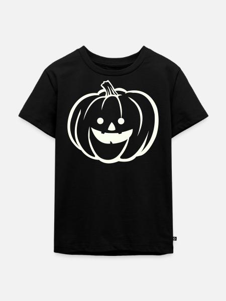 Kürbisgesicht Halloween - Kinder Premium Bio T-Shirt - Schwarz