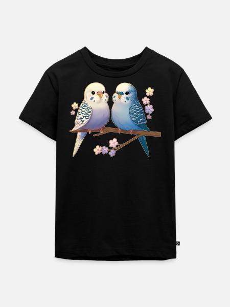 Wellensittiche - Kinder Premium Bio T-Shirt - Schwarz