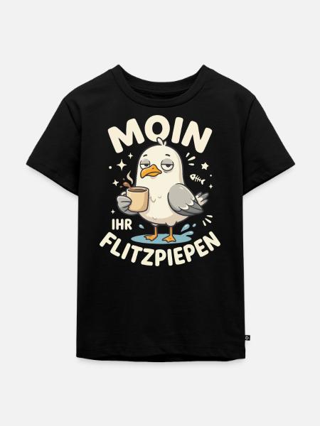 Moin Ihr Flitzpiepen Kaffee Duck - Kinder Premium Bio T-Shirt - Schwarz